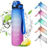 CodiCile Sport-Trinkflasche 1L, auslaufsichere Wasserflasche mit Strohhalm für Männer und Frauen