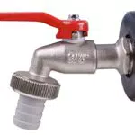 Cornat Kugelauslaufhahn - 26, 44 mm AG - Inkl. Schlauchanschluss & Adapter für IBC-Regenwassertanks - Hochwertiges Messing / Zapfhahn für Regentonnen / Wasserhahn / Absperrhahn / FLOR92586