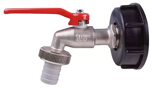Cornat Kugelauslaufhahn - 26, 44 mm AG - Inkl. Schlauchanschluss & Adapter für IBC-Regenwassertanks - Hochwertiges Messing / Zapfhahn für Regentonnen / Wasserhahn / Absperrhahn / FLOR92586