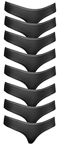 Cotton Whisper Frauen Zapfen Schlüpfer Unterwäsche Schwarz 8 Pack XL