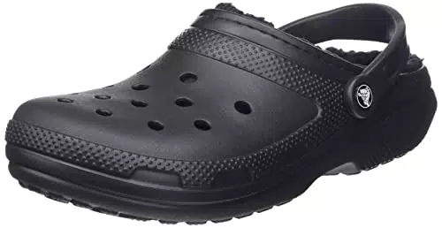Crocs Classic Lined Clog Unisex Clogs für Erwachsene Mit flauschigem Innenfutter Im Slip-On-Stil Schwarz Größe 41-42