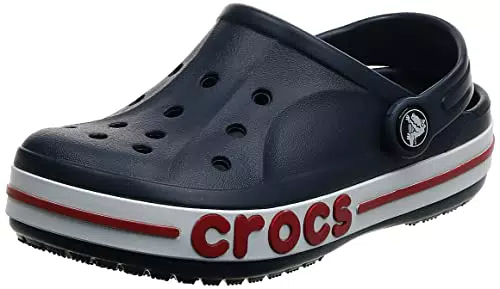 Crocs Bayaband Clogs für Damen und Herren mit Fersenriemen für sicheren Halt 45- Navy/Pepper