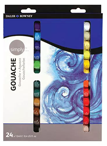 Daler Rowney 126600924 - Simply Gouache Set, 24 x 12 ml