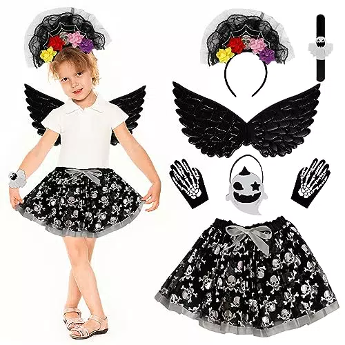 DAOUZL Halloween Kostüm Mädchen, Skelett Kostüm für Kinder