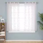 Deconovo Gardinen Kinderzimmer Mädchen Stores Vorhang mit Ösen Weiß Transparent Gardinen Stores Modern Wohnzimmer Schals Blatt