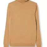 DeFacto Herren Strick Pullover Langarm Rundhalsausschnitt Sweater - Slim fit Pulli für Herren Oberteile Camel Melange