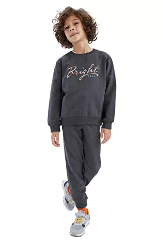DeFacto Trainingsanzug für Jungen Sweatshirt und Jogginghose Pack für Jungen Anthra Melange