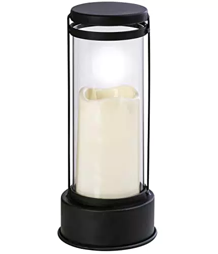 Dehner Grablaterne mit LED-Beleuchtung, Ø 12 cm, Höhe 27 cm