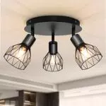 Dehobo Led Deckenstrahler Schwenkbar 350°, Deckenleuchte E14 3 Flammig Schwarz