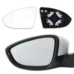 Delamiya Spiegelglas Ersatz Geeignet für Golf 7, Spiegelglas Links Fahrerseite Beheizbar Asphärisch mit Trägerplatte