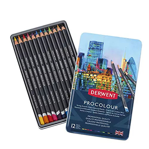 Derwent Procolour Buntstifte, Set mit 12 Stück in Metalldose