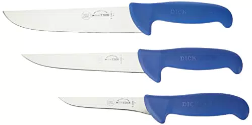 DICK 8255300 Messer-Set 3T Ergo Grip, Stahl, Blau, 48 x 22 x 1.8 cm