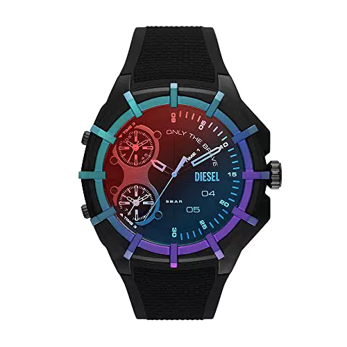 Diesel Herrenuhr Framed, Dreizeigeruhrwerk, 51mm Multi Nylon Gehäuse mit Silikonarmband