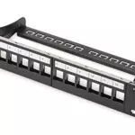 DIGITUS Patchpanel Modular - 12 Ports - 10-Zoll Rack-Montage 1HE - Keystone-Modul Verteilerfeld - Geschirmt - Schwarz