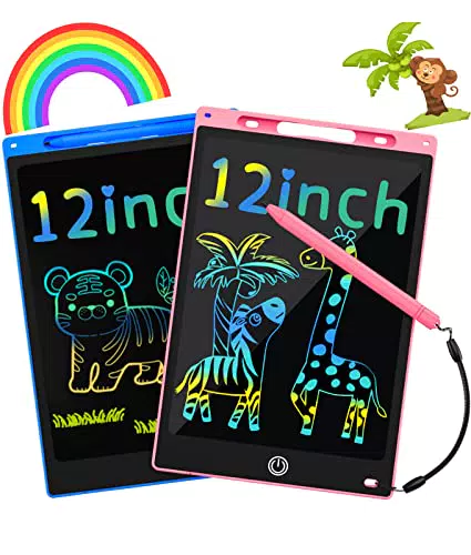 Dirrelo 2 Stück Maltafel Zaubertafel, 12 Zoll LCD Schreibtafel Kinder