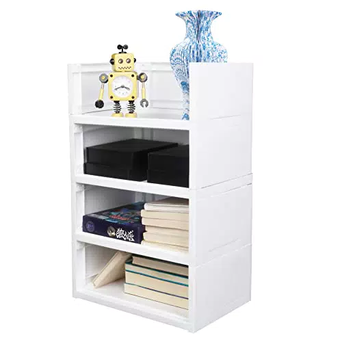 Diskary Bücherregal, Regal weiß, Würfelregal mit 4 Fächern
