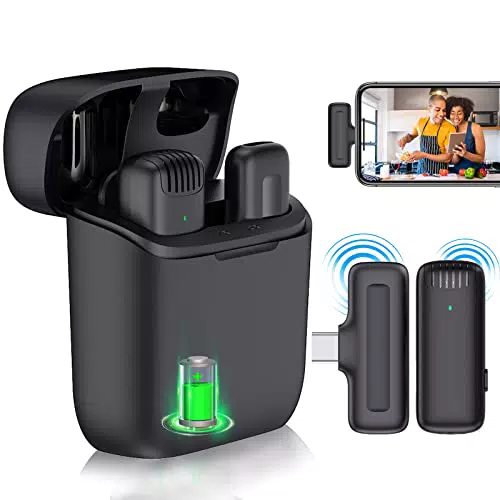 Drahtloses Lavalier Mikrofon für Typ-C Android mit Ladehülle Mini Revers Funkmikrofon für Plug & Play schnurlose Aufnahme Mikrofon YouTube Facebook TikTok Live Stream Vlog Keine App Bluetooth