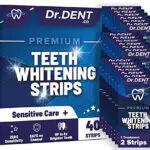 DrDent Premium Zahnweiß-Streifen - 20 Whitening-Sitzungen - Non-Sensitive Formel - 40 Peroxid frei Whitening-Streifen - sicher für Zahnschmelz + Mundöffner enthalten
