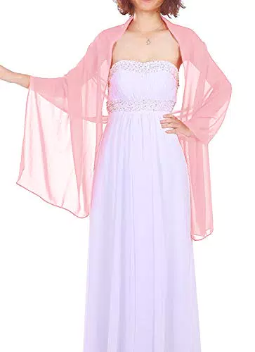 Dressystar Damen Chiffon Stola Schal Hochzeit Abendkleider Verschiedenen Farben Rosa 200 * 75cm