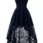 Dressystar Damen Elegant Spitzenkleider Vokuhila Schulterfrei Ballkleid Abendkleid Hochzeit Cocktailkleider Marineblau XXL
