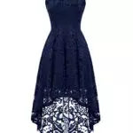 Dressystar Damen Vokuhila Cocktailkleid Spitzen Ballkleider Abendkleid Festliche Hochzeit Kleider Marineblau 3XL