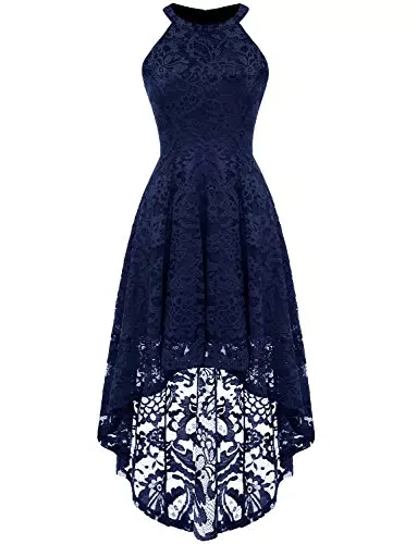 Dressystar Damen Vokuhila Cocktailkleid Spitzen Ballkleider Abendkleid Festliche Hochzeit Kleider Marineblau 3XL