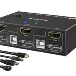 Dual Monitor KVM Switch HDMI+Displayport 4K@60Hz, 2K@120Hz MLEEDA HDMI DP Extended Display Switcher für 2 PC teilen 2 Monitore und 4 USB 2.0 Ports
