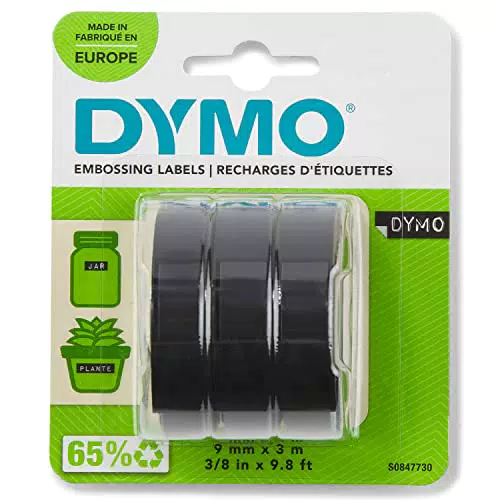DYMO Original Prägeband, 3D weiß auf schwarz, 9 mm x 3 m