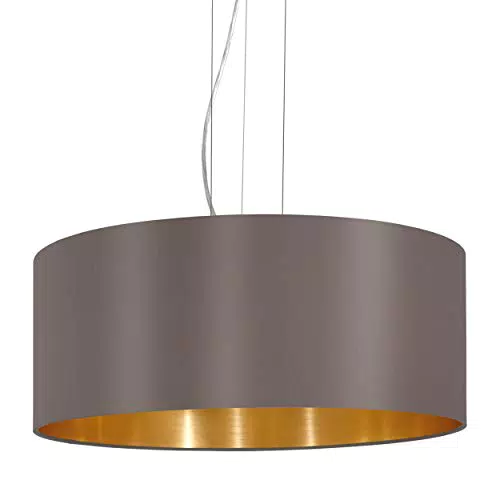 EGLO Pendellampe Maserlo, 3 flammige Textil Pendelleuchte