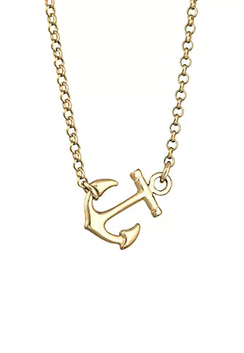 Elli Halskette Damen Anker Anhänger Symbol Maritim in 925 Sterling Silber vergoldet