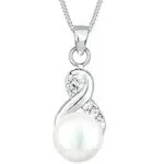 Elli Halskette Damen Infinity Anhänger Elegant mit Süßwasserperle und Kristallen in 925 Sterling Silber