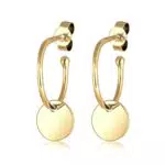 Elli Ohrringe Damen Ohrhänger Geo Plättchen Creole in 925 Sterling Silber Vergoldet