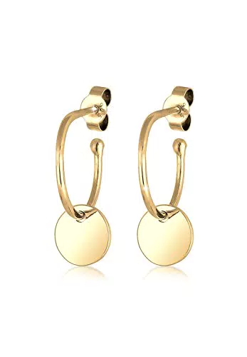 Elli Ohrringe Damen Ohrhänger Geo Plättchen Creole in 925 Sterling Silber Vergoldet