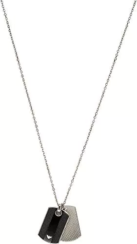 Emporio Armani Edelstahl-Halskette für Herren, Länge: 500mm + 50mm / Größe Anhänger: 24mm x 37.5mm x 2.5mm