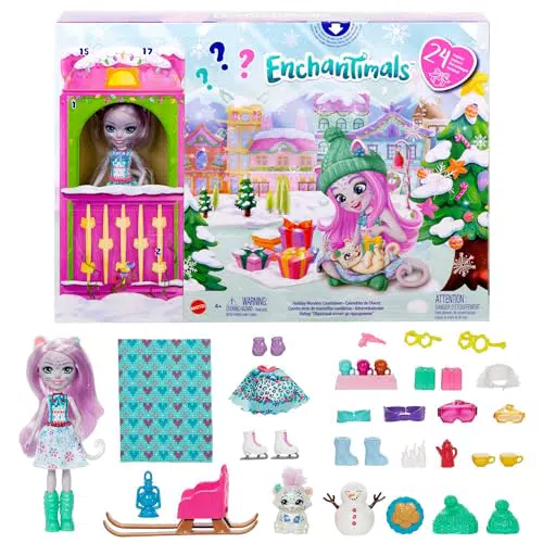 Enchantimals Adventskalender mit Sybill Schneeleopard Puppe