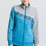 Erima Damen 5-C Präsentationsjacke, oriental blue melange/grau melange/weiß