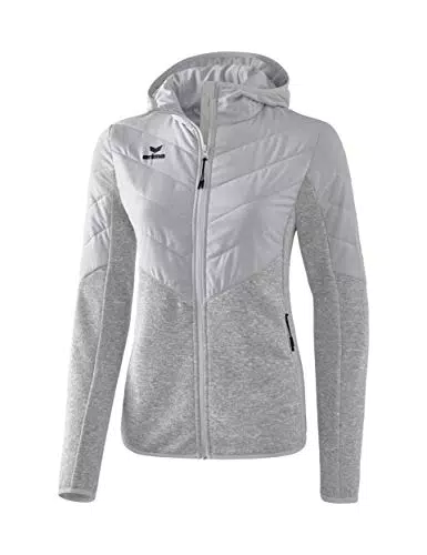 Erima Damen Basic Stepp Strickjacke mit Kapuze, Hellgrau