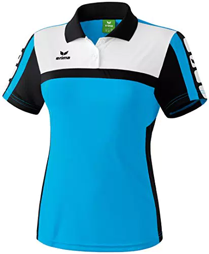 Erima Damen Classic 5-C Poloshirt, Curacao/schwarz/weiß