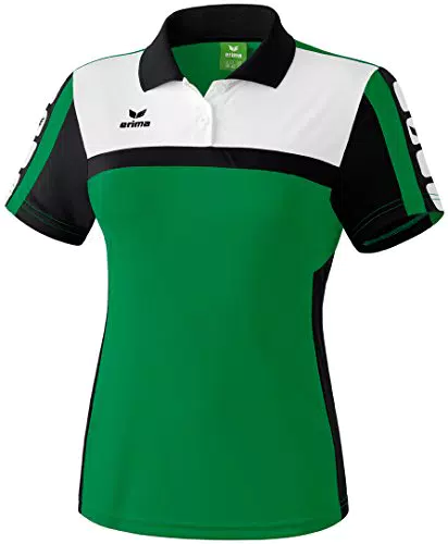 Erima Damen Classic 5-C Poloshirt, smaragd/schwarz/weiß