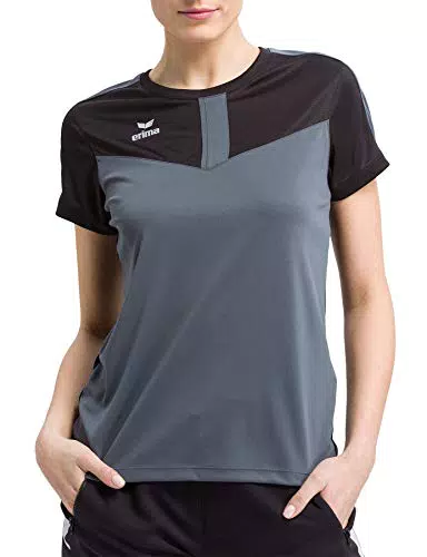 Erima Damen Squad Funktions T-Shirt, Schwarz/Slate Grey