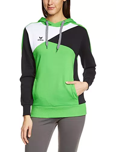 erima Damen Top Langarm Premium One Hoodie Tops, Green/Schwarz/Weiß