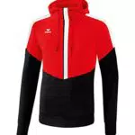 Erima Kinder Squad Kapuzensweat, rot/schwarz/weiß, 128
