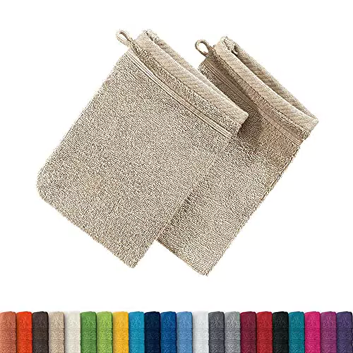 Erwin Müller Waschhandschuh Heidelberg 2er- Pack, 100% Baumwolle beige Größe 15x21 cm- weiche Qualität