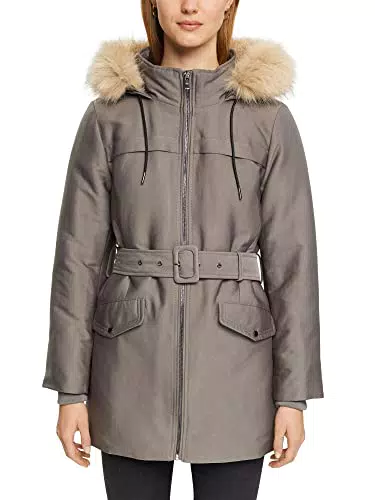 Esprit Collection Parka mit Webfell-Kapuze