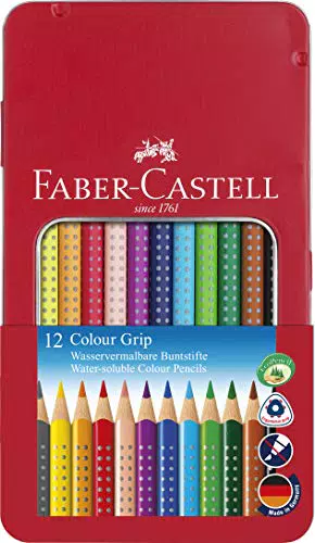 Faber-Castell 112413 - Buntstifte Colour GRIP, 12er Metalletui