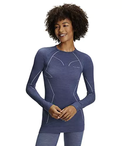 FALKE Damen Baselayer-Shirt Wool-Tech Round Neck W L/S SH Wolle Schnelltrocknend 1 Stück