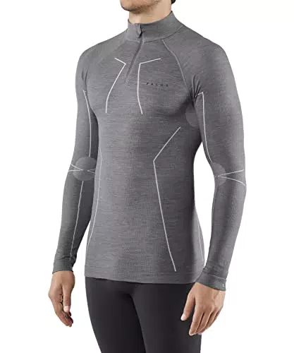 FALKE Herren Baselayer-Shirt Wool-Tech High Zip Neck M L/S SH Wolle schnelltrocknend 1 Stück