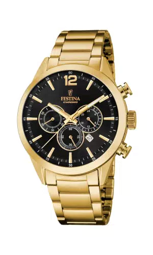 Festina Herren Analog Quarz Uhr mit Edelstahl Armband F20633/3