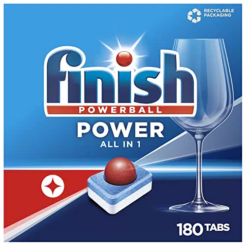 Finish Power All in 1 Spülmaschinentabs, phosphatfrei Geschirrspültabs mit kraftvollem Powerball gegen hartnäckigste Fettanschmutzungen Gigapack mit 180 Finish Tabs