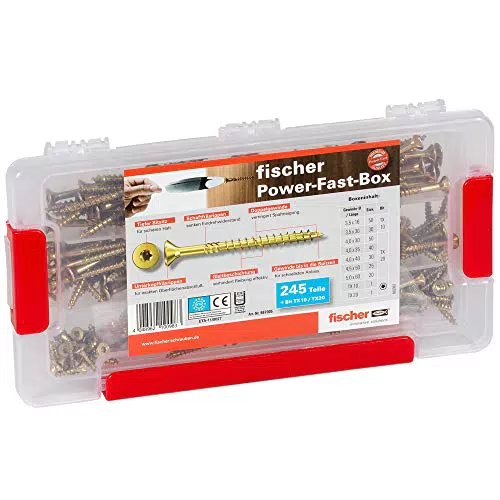 fischer PowerFast Sortimentsbox, 245 x PowerFast Schrauben in vers. Größen